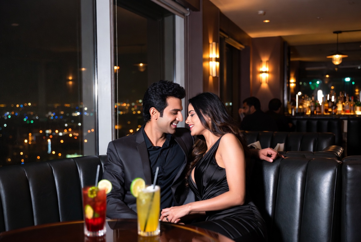 Couple at upscale bar